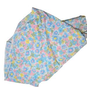 Vintage 60s 70s Pacific Miracale Double Fitted Sheet Floral Groovy Flower Power